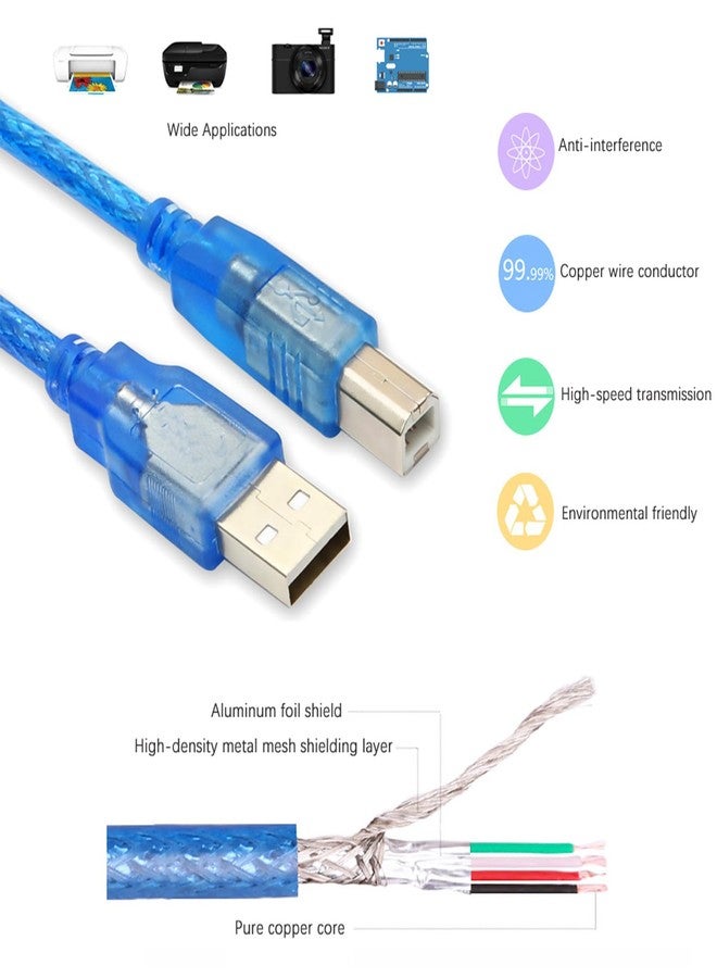 DIYmall 2PCS USB2.0 Cable 30cm/11.8inch Flexible USB-A to USB-B Cable for Arduino 2560 R3 Printer - Image 4