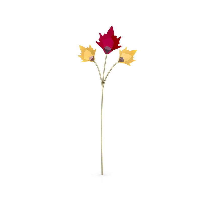 SWAROVSKI Garden Tales Autumn Leaves Figurine  Golden-Yellow and Red Swarovski Crystals and Brushed Champagne Gold Tone-Finish Stem  Part of the Swarovski Garden Tales Collection - Image 1