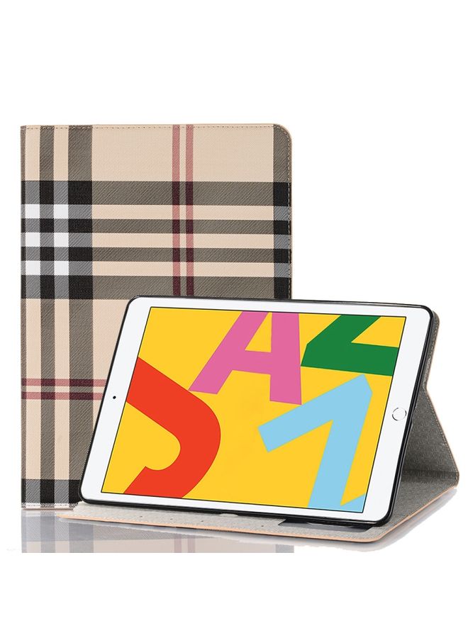 HuHa Case Cover For iPad 10.2 / 10.5 Plaid Texture Horizontal Flip Leather Case with Holder & Card Slots & Wallet White