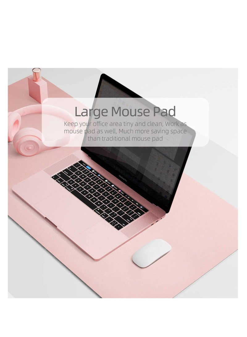 Cool Baby COOL BABY Multifunctional desk pad, ultra-thin waterproof PU leather mouse pad, office/home dual-use desk writing pad (70*35cm, Silver+Pink) - Image 1
