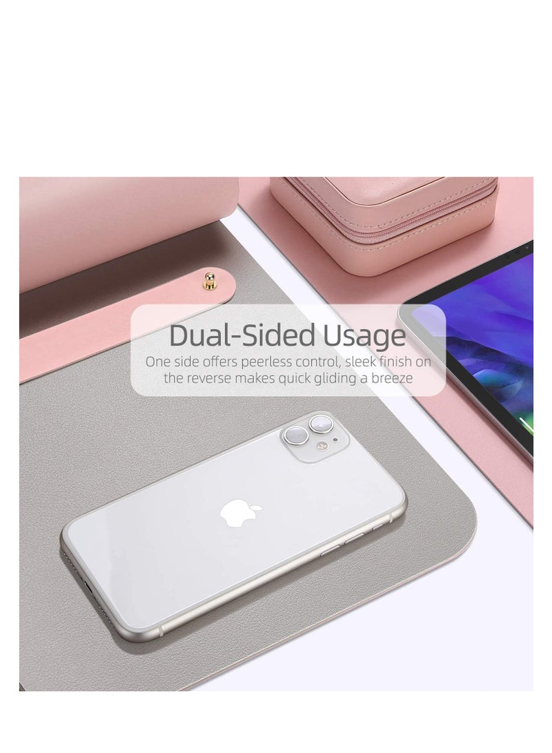 Cool Baby COOL BABY Multifunctional desk pad, ultra-thin waterproof PU leather mouse pad, office/home dual-use desk writing pad (70*35cm, Silver+Pink) - Image 4