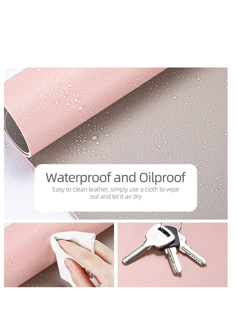 Cool Baby COOL BABY Multifunctional desk pad, ultra-thin waterproof PU leather mouse pad, office/home dual-use desk writing pad (70*35cm, Silver+Pink) - Image 3