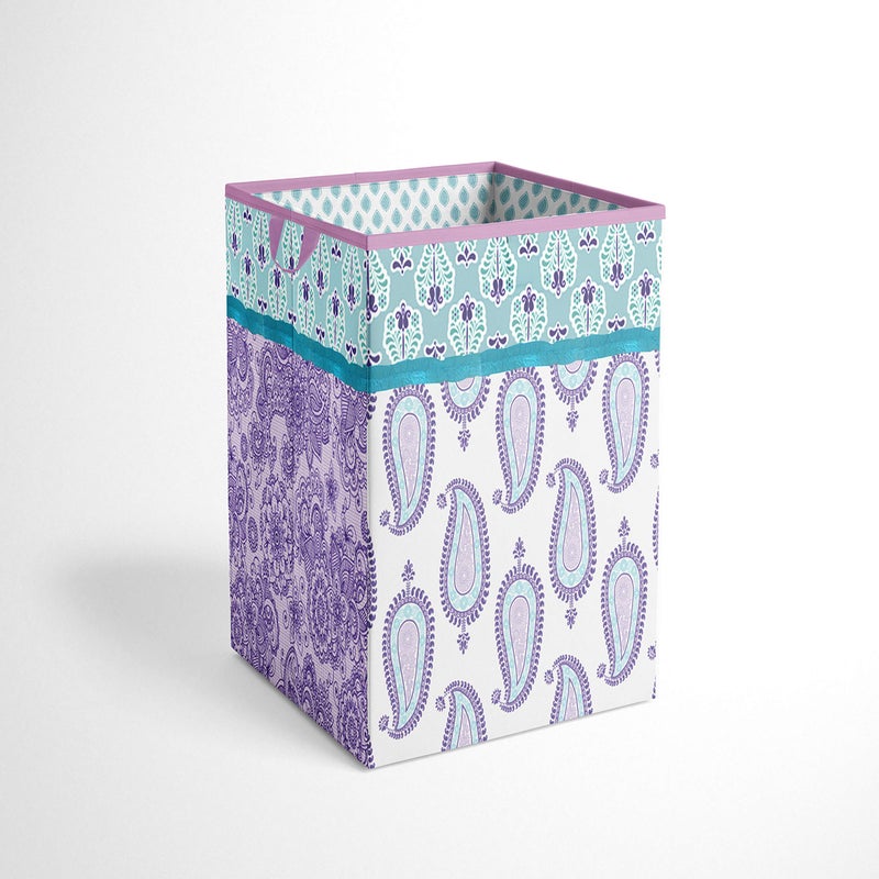 Bacati Paisley Kids Storage Collapsible Hamper 14 x 14 x 19 inches LilacPurpleAqua