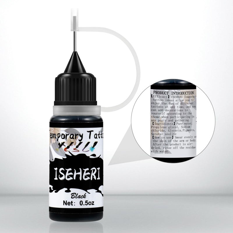 ISEHERI Temporary Tattoo Kit 5 Bottles Color Inks,115 Pcs Stencils Kit for Body Paint DIY Fake Tattoos for Kids(black*2, brown, red, cyan) - Image 4