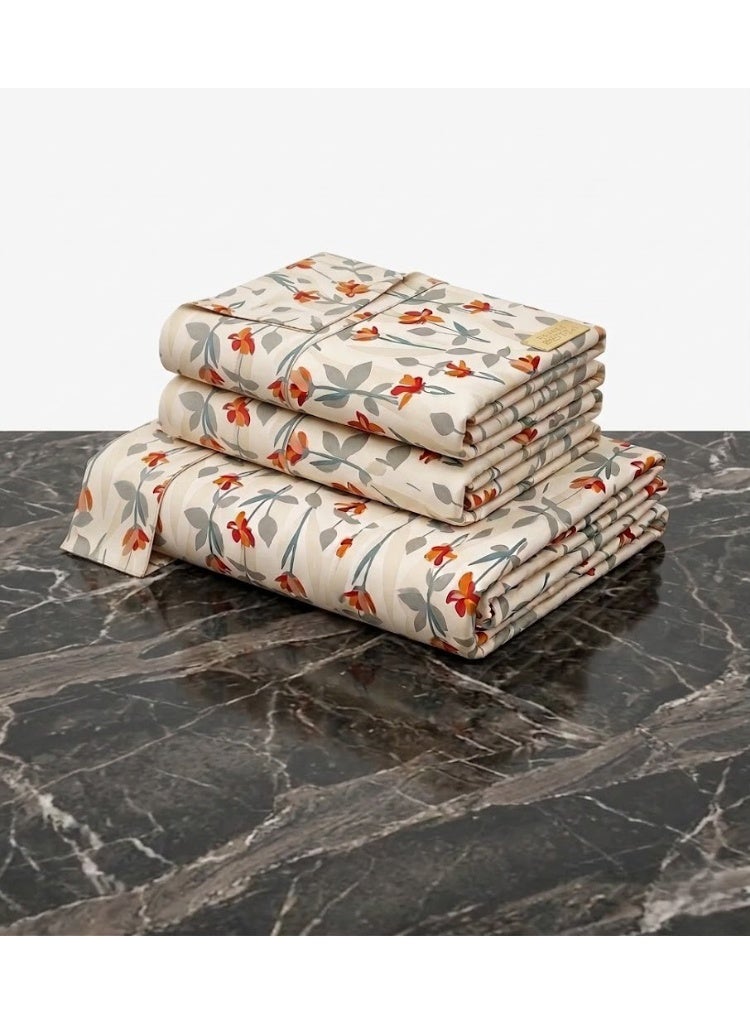 3-Piece 150 GSM Microfiber King Size Bed Sheet Set - Includes 1 Flat Sheet & 2 Pillowcases (Ultra Soft, Breathable, Leaf Pattern) - Image 2