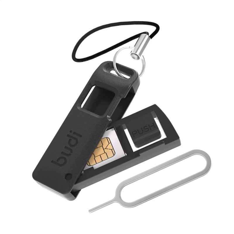 BUDI Sim Card Tray Pin Eject Removal Tool Needle Opener Ejector with SIMTF Card Storage Small Box - Image 3