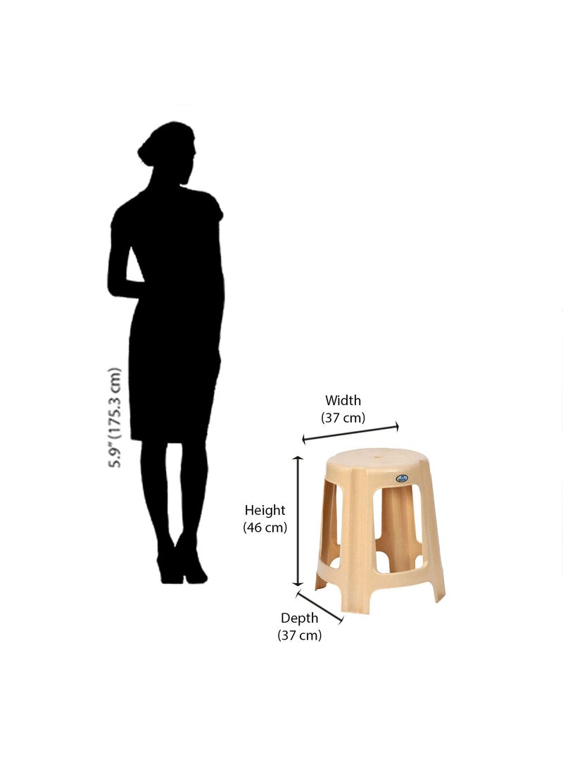 NILKAMAL Nilkamal STL10 Strong and Durable Plastic Seating Stool for Home | Bedroom | Bathroom | Kitchen | Living Room | Office | Adult | Kids | Garden Stool with high Load Capacity (Marble Beige)  - Image 2