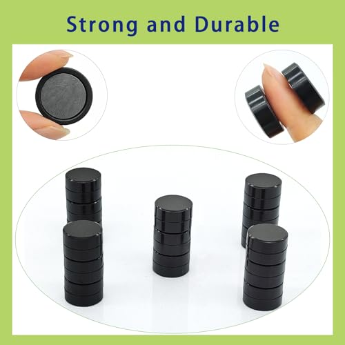 PYJLBX Fridge Magnets, 10 Pcs Strong Refrigerator Magnets, Heavy Duty Round Small Magnets for Whiteboard Fridge Locker Craft,Decorative Cute Mini Magnet for School Classroom Office Kitchen Home, Black - Image 2