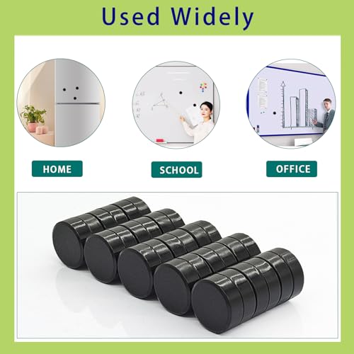 PYJLBX Fridge Magnets, 10 Pcs Strong Refrigerator Magnets, Heavy Duty Round Small Magnets for Whiteboard Fridge Locker Craft,Decorative Cute Mini Magnet for School Classroom Office Kitchen Home, Black - Image 3