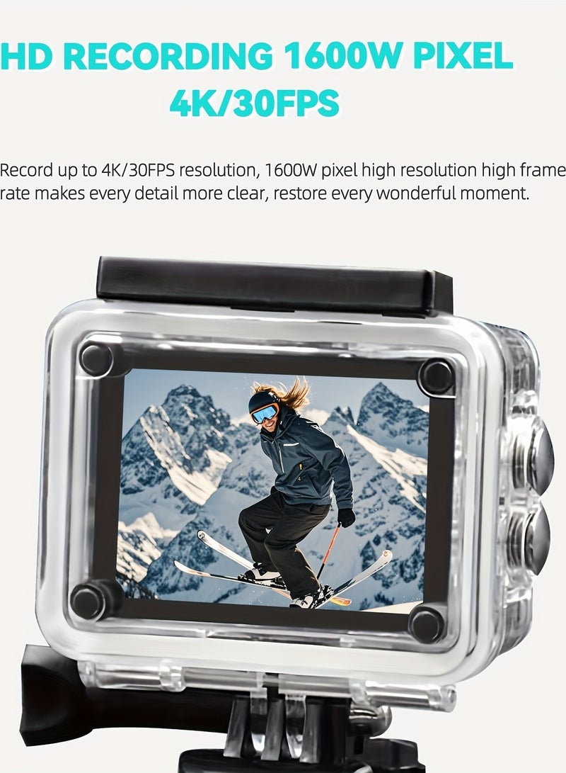 Helmet Camera, Small Camera, 360-degree Panoramic Camera, 4K Action Camera, 1080P Action Camera (with Waterproof Housing), Mini Smart HD Waterproof Outdoor Camera (with 32GB Memory Card) - Image 5