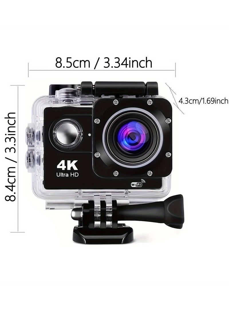 Helmet Camera, Small Camera, 360-degree Panoramic Camera, 4K Action Camera, 1080P Action Camera (with Waterproof Housing), Mini Smart HD Waterproof Outdoor Camera (with 32GB Memory Card) - Image 2