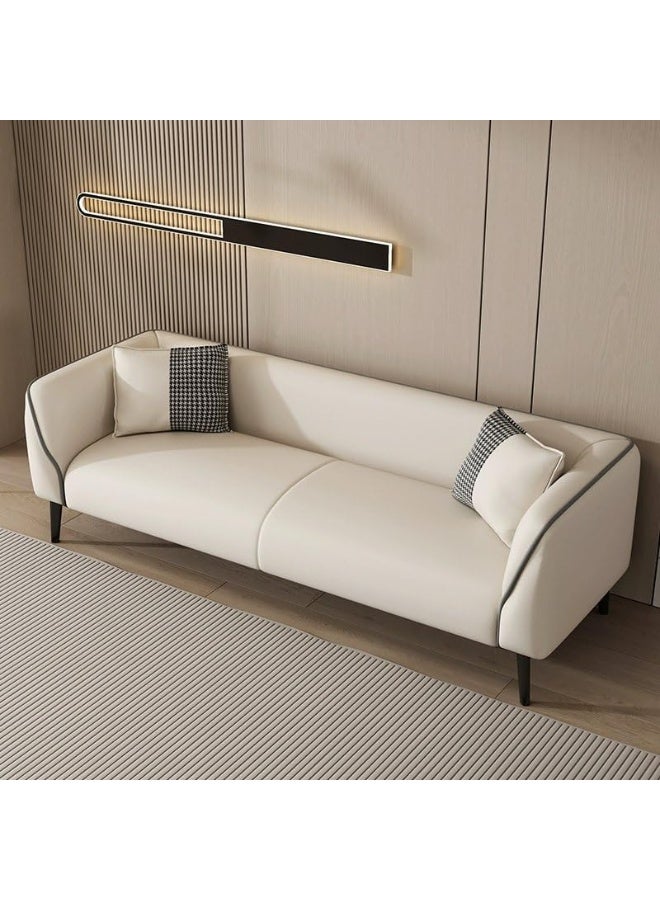 Comfynest Modern 3 Seater Faux Leather Sofa Stylish and Comfortable (Milky White, 4 Seater)  - Image 1