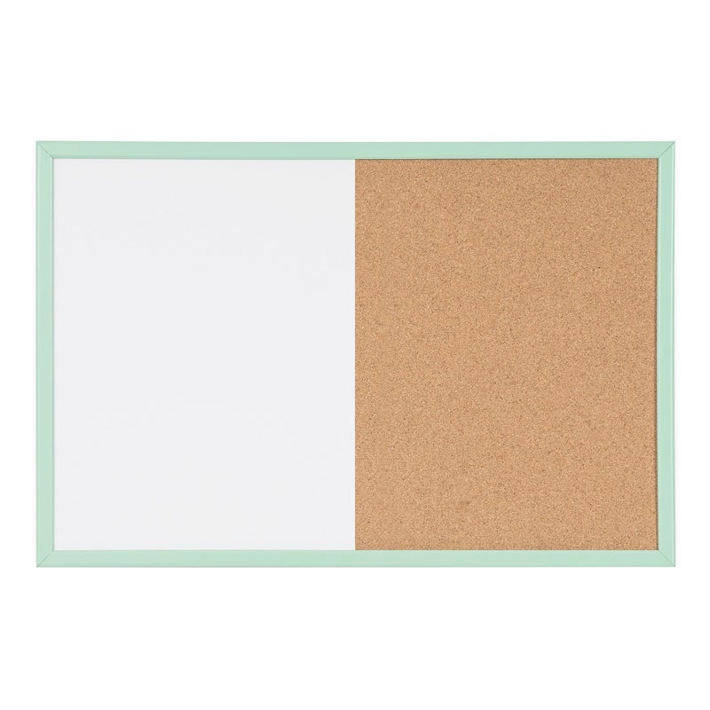 MasterVision Pastel Collection Combo Dry Erase WhiteboardCork Bulletin Board Green Colored MDF Frame 2362 x 1772