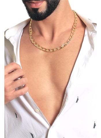Men's Lacquered Gold Color Plated Thick Chain Shape Necklace - pzsku/ZD9D7835F095E4B26EC8BZ/45/_/1736972109/e04cd0a7-9015-4937-a4c7-075276d1c3d6