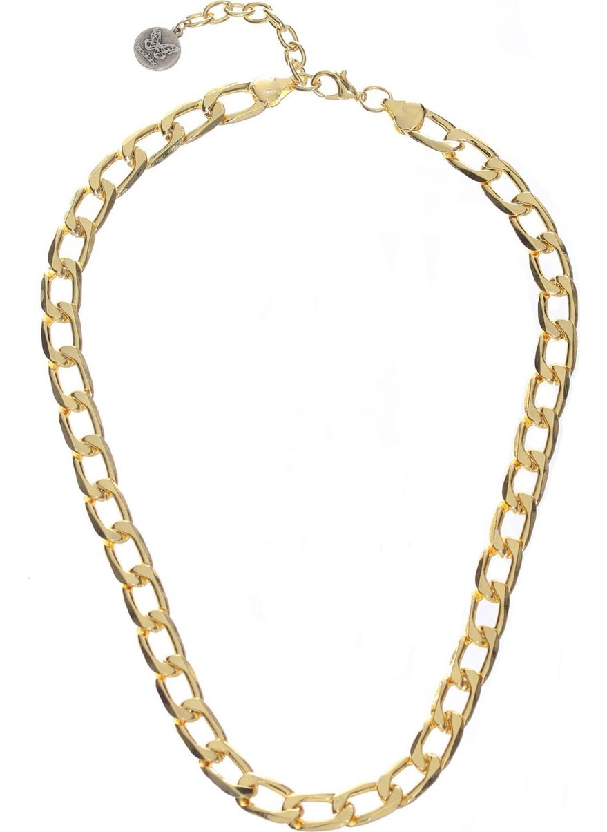 Men's Lacquered Gold Color Plated Thick Chain Shape Necklace