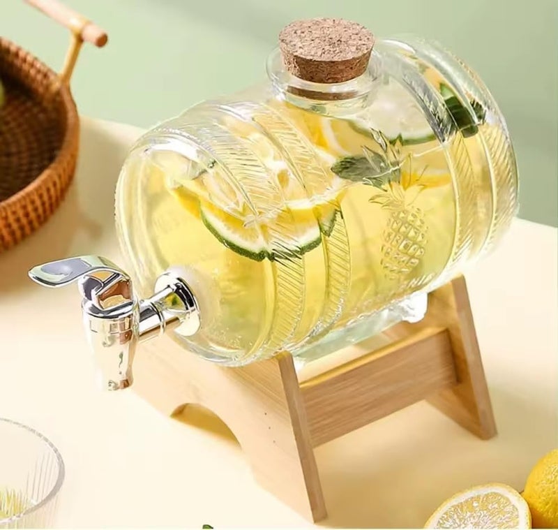 Patrani Fashion Patrani Fashion® Glass Beverage Barrel Dispenser | Whiskey Decanter | Cold Water Mason Jar | Wine Decanter | Drink Dispenser | Glass Pitcher with tap | Water Pitcher Detox | 3 Liter Dispenser  - Image 5