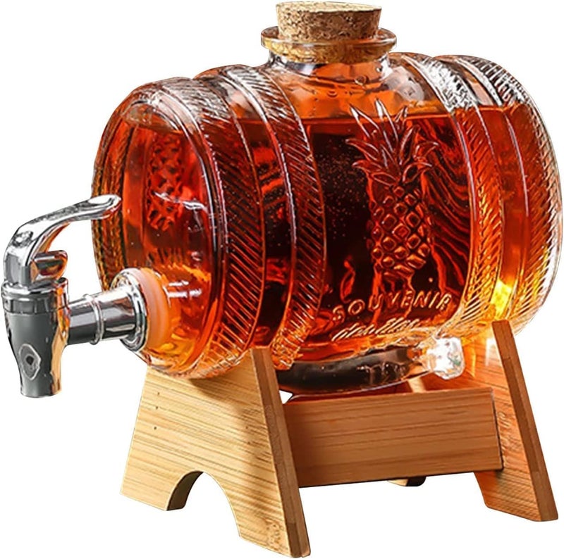 Patrani Fashion Patrani Fashion® Glass Beverage Barrel Dispenser | Whiskey Decanter | Cold Water Mason Jar | Wine Decanter | Drink Dispenser | Glass Pitcher with tap | Water Pitcher Detox | 3 Liter Dispenser  - Image 1