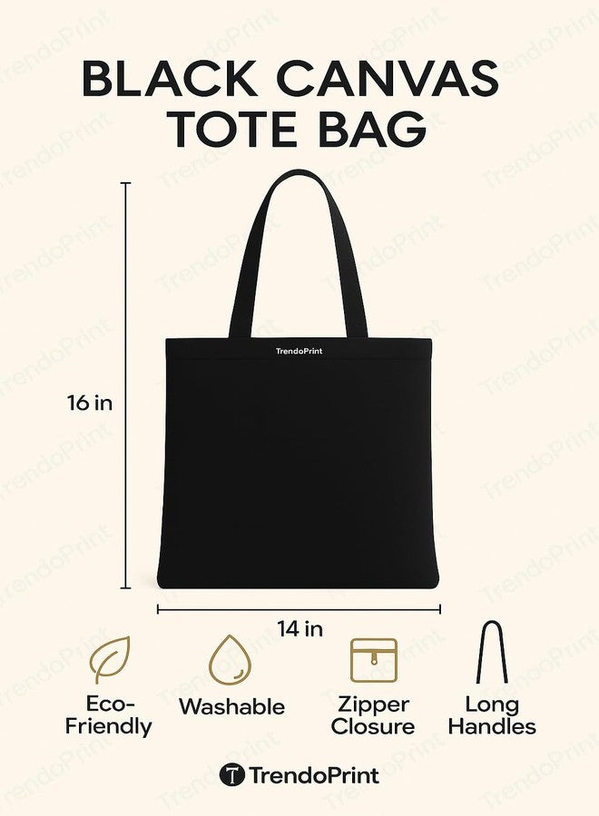 TrendoPrint Printed Women's Black Tote Bag 14 x 16 inch Stylish Laptop-Friendly Handbag for Office, College & Daily Use, Spacious Shoulder Bag with Durable Handles (TB3) - Image 5