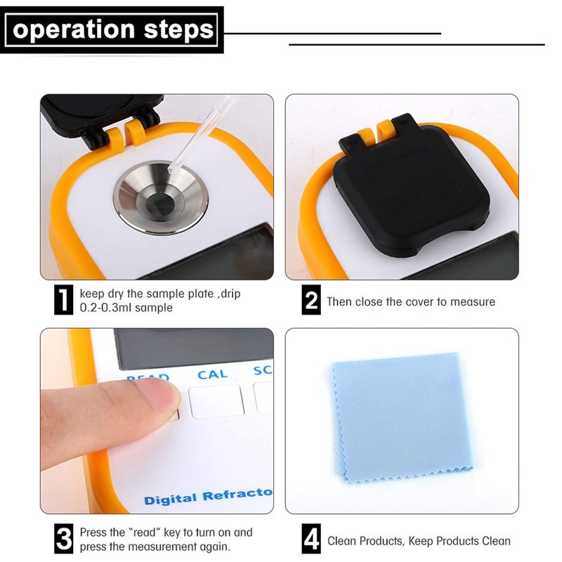 Handheld Digital Refractometer Fruit Sugar Meter Pocket Tester with Accurate Display - Fast Calibration, High Precision for Pear Watermelon Grape - Image 5
