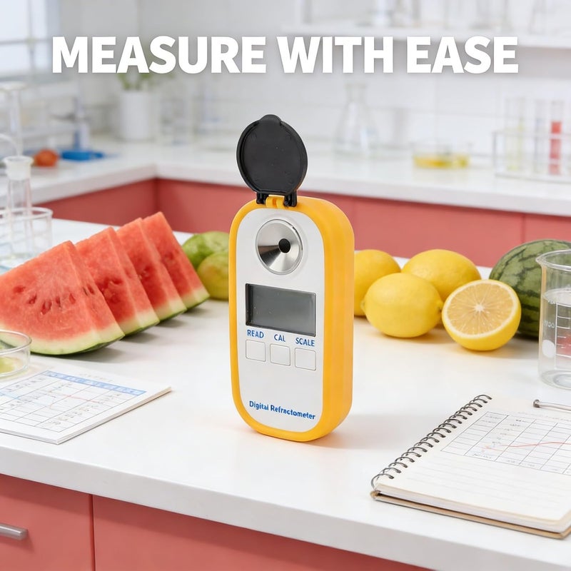 Handheld Digital Refractometer Fruit Sugar Meter Pocket Tester with Accurate Display - Fast Calibration, High Precision for Pear Watermelon Grape - Image 4