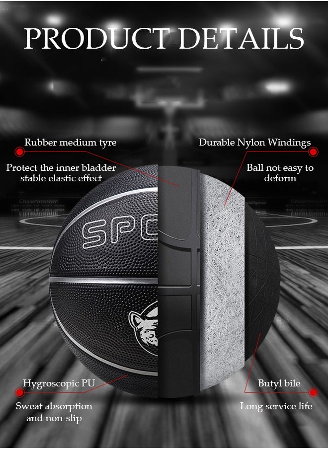 DUNISO Hygroscopic PU Basketball Outdoor Indoor Mens Basketball Ball Official Size 7 Basketballs Black  - Image 5