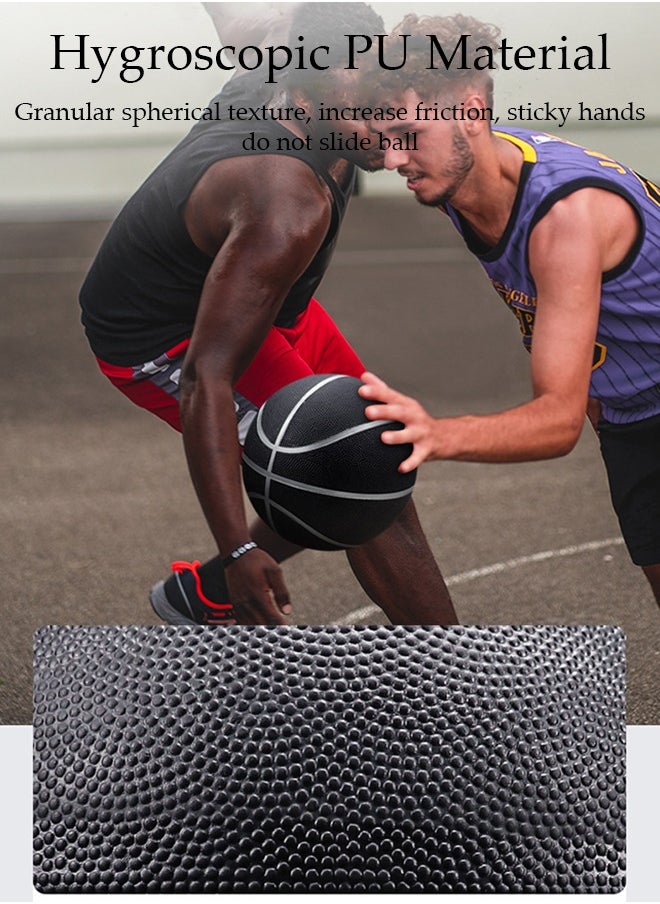 DUNISO Hygroscopic PU Basketball Outdoor Indoor Mens Basketball Ball Official Size 7 Basketballs Black  - Image 3