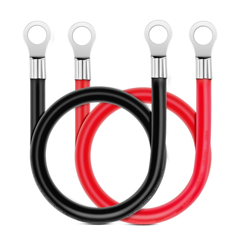 LDOPTO Battery Cables 6 AWG 20Inch Jumper Cables for Car Battery Inverter Cable Set with Terminals Red Black Tinned Copper Battery Inverter Cables for Automotive Marine Solar ATV OxygenFree