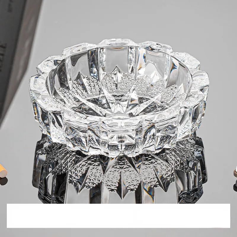 JENY Crystal Heavy Glass Smoking for cigarette cigar Ashtray for Indoor and Outdoor Home Office Tabletop Decorative Round - Image 1