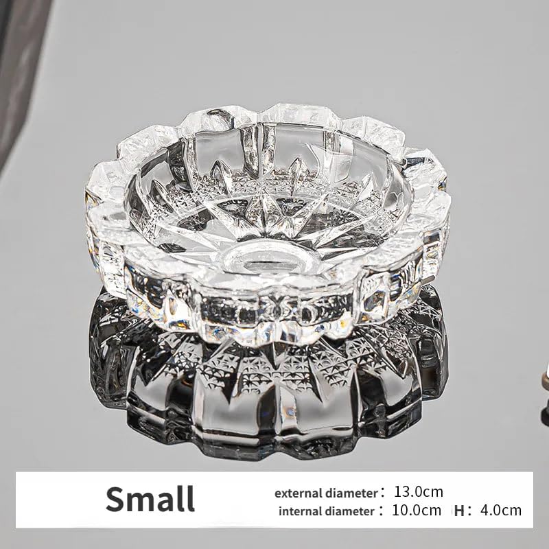 JENY Crystal Heavy Glass Smoking for cigarette cigar Ashtray for Indoor and Outdoor Home Office Tabletop Decorative Round - Image 3