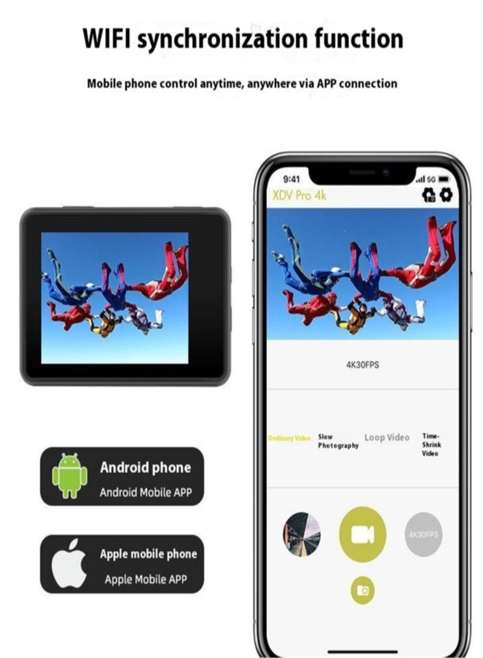 Gray Sports Camera 4K 128GB Anti-Shake Camera with Remote Control Sports Camera - Image 2