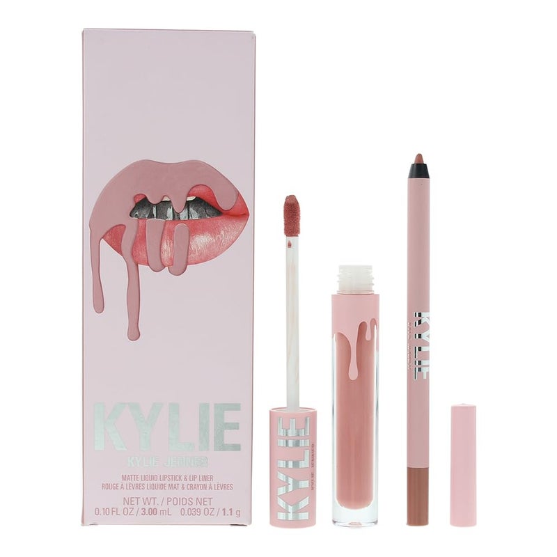 Kylie Cosmetics مجموعة أحمر شفاه مات من كايلي كوزمتيكس - 300 كوكو ك للنساء - 2 قطعة 0.10 أونصة أحمر شفاه سائل مات، 0.03 أونصة محدد شفاه - Image 1