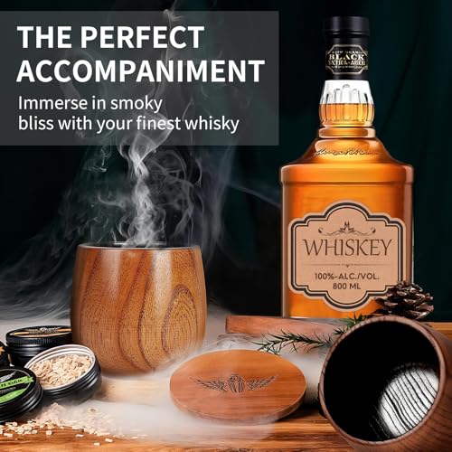 Mieaoll Wooden Whiskey Glass Gifts For Men - Charred Wood Bourbon Whiskey Glasses, Perfect for Men Who Have Everything, Gift for Dad or Boyfriend on Father's Day, Birthday, Christmas, Thanksgiving (2 Pack) - Image 4