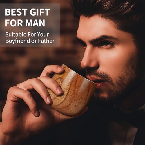 Mieaoll Wooden Whiskey Glass Gifts For Men - Charred Wood Bourbon Whiskey Glasses, Perfect for Men Who Have Everything, Gift for Dad or Boyfriend on Father's Day, Birthday, Christmas, Thanksgiving (2 Pack) - Image 5