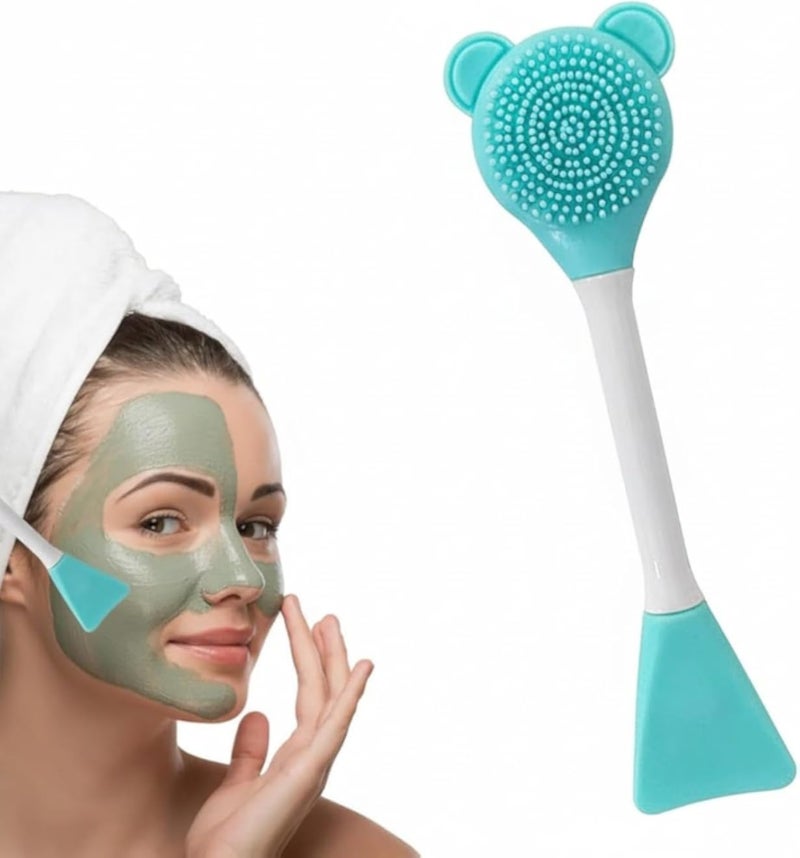 Silicone Face Mask Brush, Double-Ended Mask Applicator and Massage Spatula, Exfoliating, Soft Facial Cleansing Makeup Brush for Clay, Cream - Multicolor-1PC