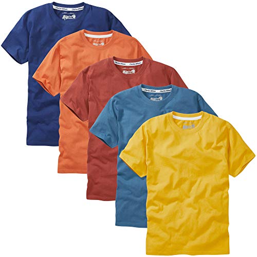 Charles Wilson Men's 5 Pack European Fit Crew Neck T-Shirt (X-Large, Orange Sunset) - Image 2