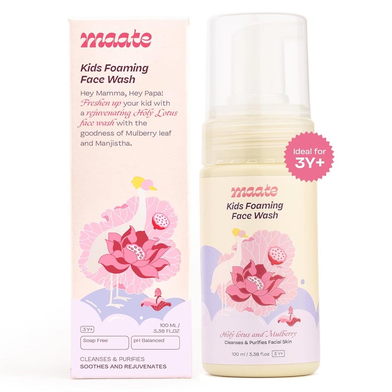 Maate Kids Foaming Face Wash 100 ml With Ayurvedic Herbs Holy Lotus Mulberry Cleanses Purifies Facial Skin Baby Face Wash 312 Years Nourish All Skin Type pH Balanced - Image 2