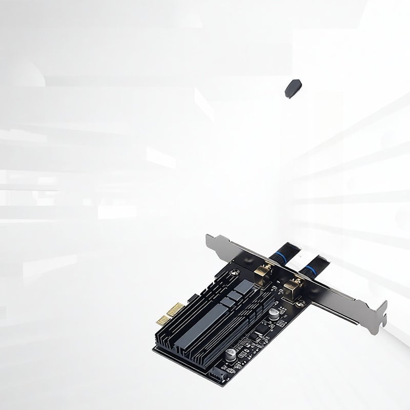 بطاقة شبكة لاسلكية من الجيل WIFI6 AX200 لمكتبات PC، مستقبل واي فاي ثنائي النطاق 5G، مع بوابة PCI-E ولاسلكية بلوتوث 5.2 لمكتبات PC - Image 3