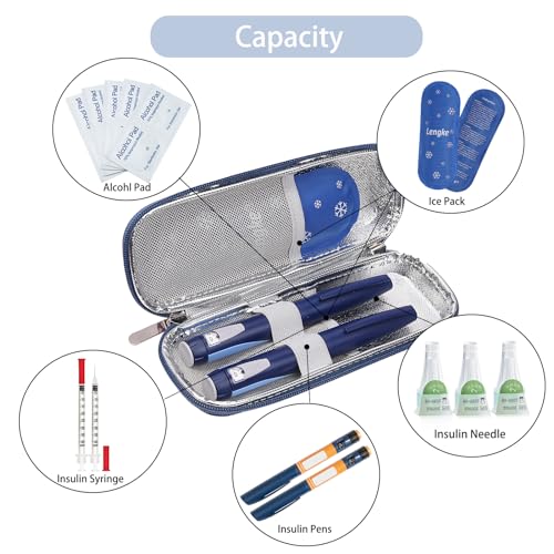 BOMKEE Insulin Cooler Travel Case, Diabetic Insulin Pen Carrying Case Portable Insulin Cooling Bag Organizer for Diabetic Supplies with 2 Ice Pack - Image 4