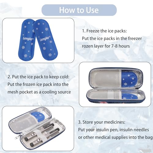 BOMKEE Insulin Cooler Travel Case, Diabetic Insulin Pen Carrying Case Portable Insulin Cooling Bag Organizer for Diabetic Supplies with 2 Ice Pack - Image 2