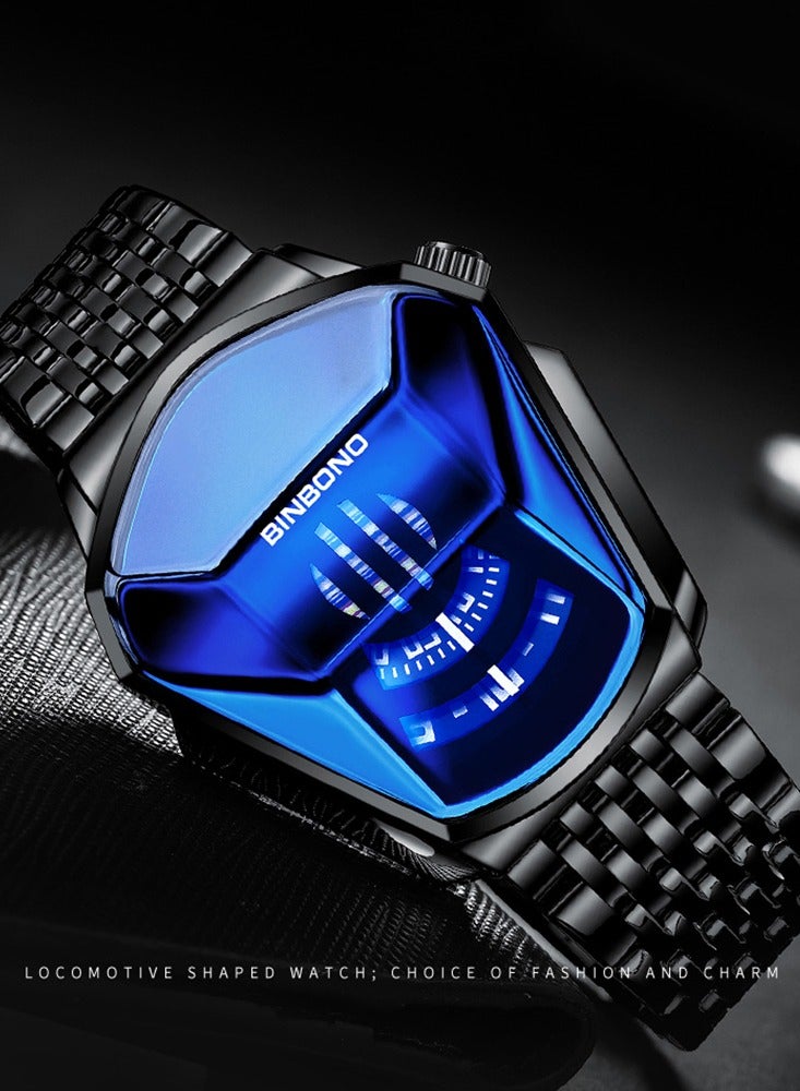 بينبوند Binbond العلامة التجارية الفاخرة الأعلى المد بارد الرجال ووتش الفولاذ المقاوم للصدأ التكنولوجيا أزياء كوارتز الرجال ووتش ساعة رجالية مقاومة للماء بمفهوم جديد على شكل - Image 1