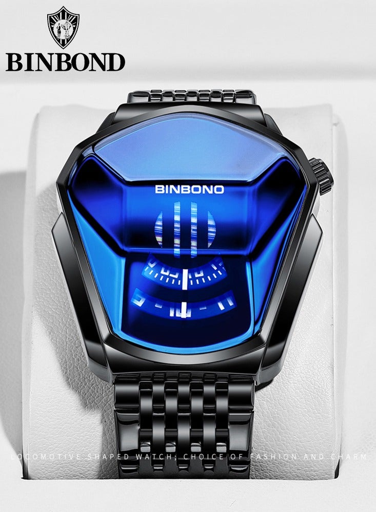 بينبوند Binbond العلامة التجارية الفاخرة الأعلى المد بارد الرجال ووتش الفولاذ المقاوم للصدأ التكنولوجيا أزياء كوارتز الرجال ووتش ساعة رجالية مقاومة للماء بمفهوم جديد على شكل - Image 3