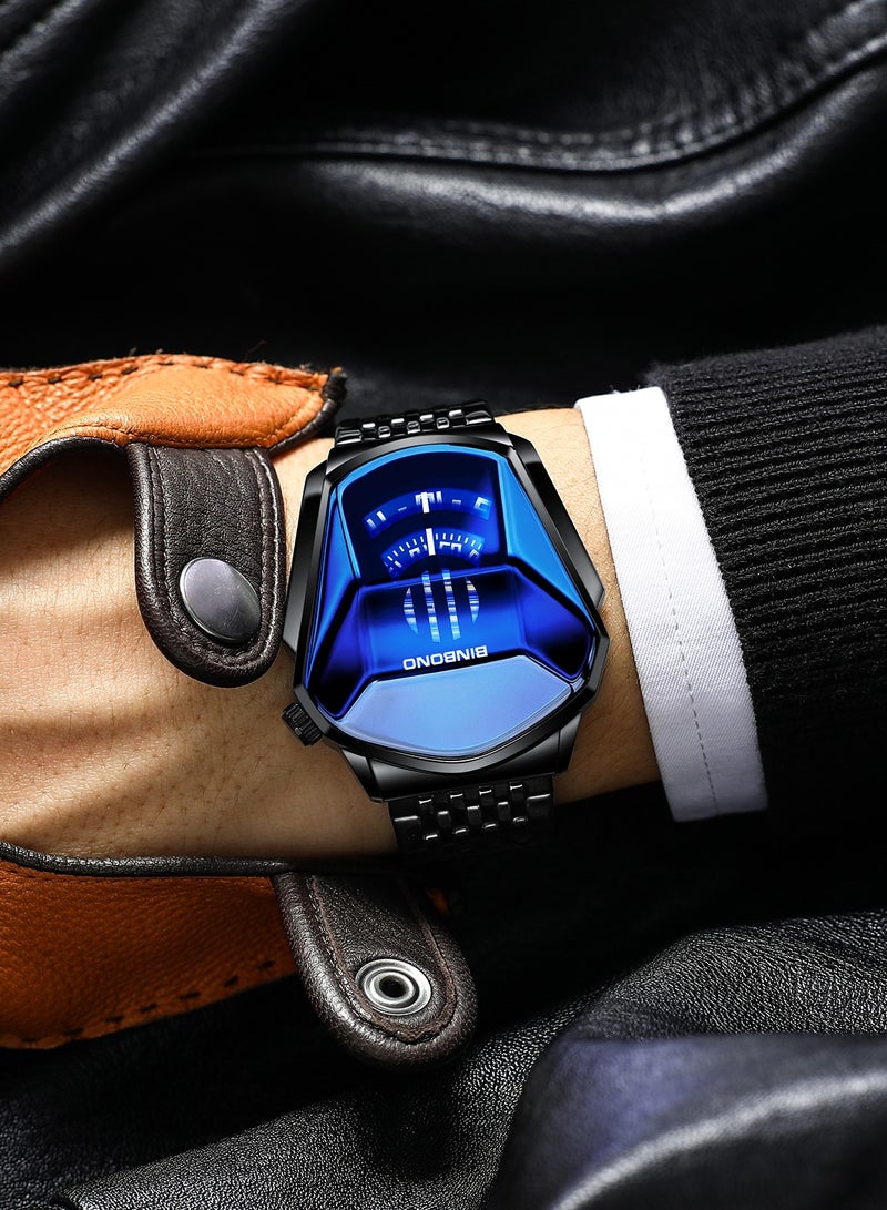 بينبوند Binbond العلامة التجارية الفاخرة الأعلى المد بارد الرجال ووتش الفولاذ المقاوم للصدأ التكنولوجيا أزياء كوارتز الرجال ووتش ساعة رجالية مقاومة للماء بمفهوم جديد على شكل - Image 5