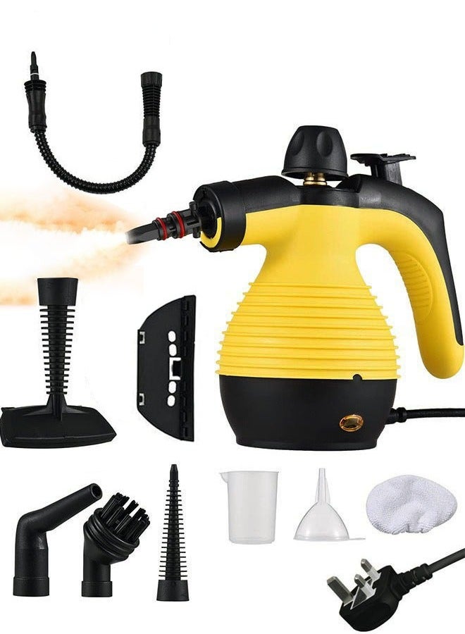 1050W Handheld Steam Cleaner for Home Pressurized Steam Cleaner with 9 Accessories and Safety Lock, 9.8Ft Extended Power Cord，Multi-Purpose Steamer for Home Use, Floor, Car, Upholstery, Grout(Yellow - Image 1