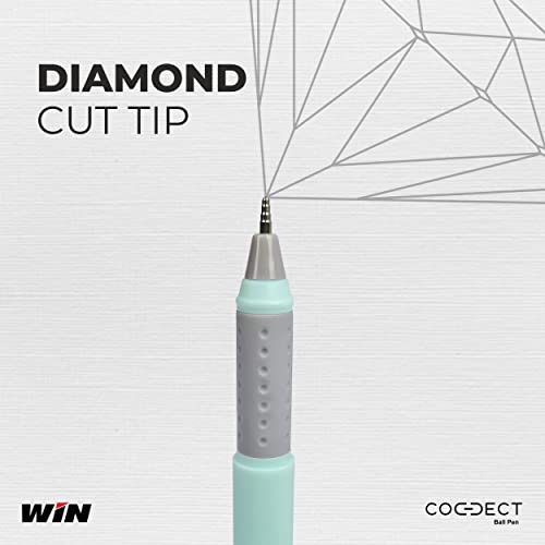 WIN Connect Ball Pens | 30 Blue Ink Pens | Diamond Cut Tip | Elasto Grip | Lightweight & Stylish Body | Perfect for Exams | Pens for Writing | Stationary Set | Ideal for School, Office & Business Use - Image 3