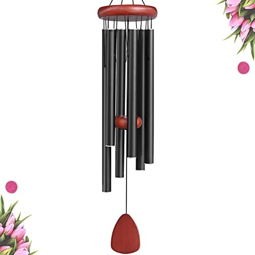 WENANA Large Aluminium Wind Chimes Outside, Soothing Melodic Memorial Sympathy Wind Chime, Suitable Outdoor Garden Decor, Gift for Mom Women Neighbors (Black Wind Chimes-36 in) - Image 1