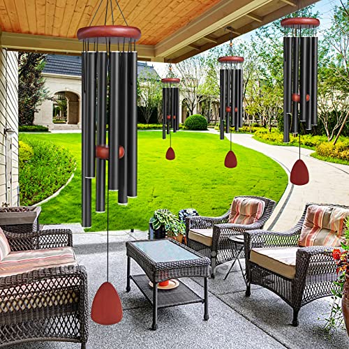 WENANA Large Aluminium Wind Chimes Outside, Soothing Melodic Memorial Sympathy Wind Chime, Suitable Outdoor Garden Decor, Gift for Mom Women Neighbors (Black Wind Chimes-36 in) - Image 3