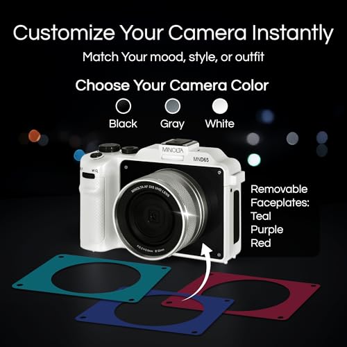 Minolta Digital Camera – 56MP Photos, 4K 60FPS Video, Dual-Lens Selfie Design, 18X Zoom, Wi-Fi, RAW/JPEG Capture, 3” LCD, Compact Travel Camera (Gray) - Image 5