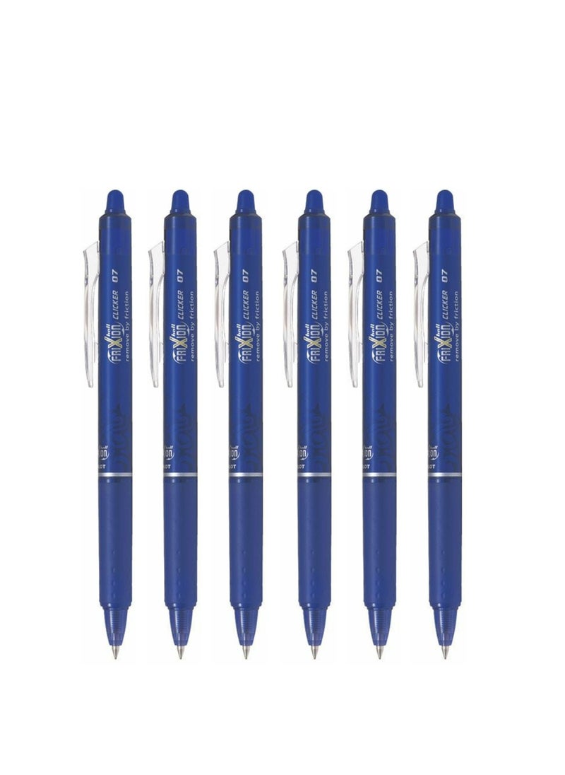 PILOT 6-Piece Frixion Clicker Erasable Ball Pen 0.7mm Tip Blue Ink  - Image 1