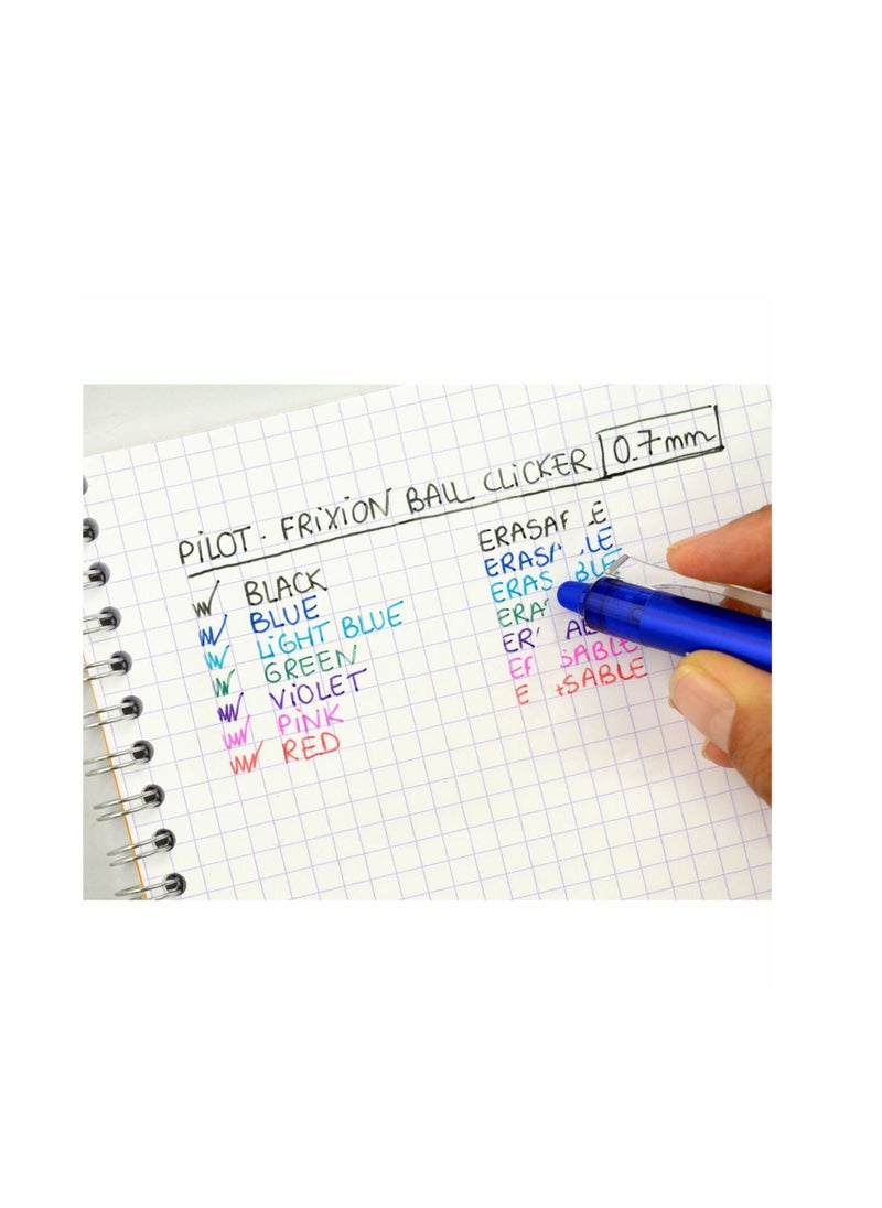 PILOT 6-Piece Frixion Clicker Erasable Ball Pen 0.7mm Tip Blue Ink  - Image 3