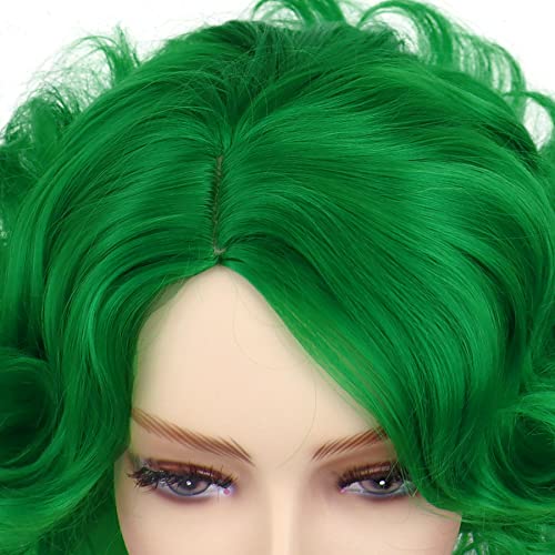 GNIMEGIL Green Wigs For Women Short Dark Green Curly Wig Layered Big Wavy Cosplay Wig St Patricks Day Synthetic Hair Halloween Costume Party - Image 5